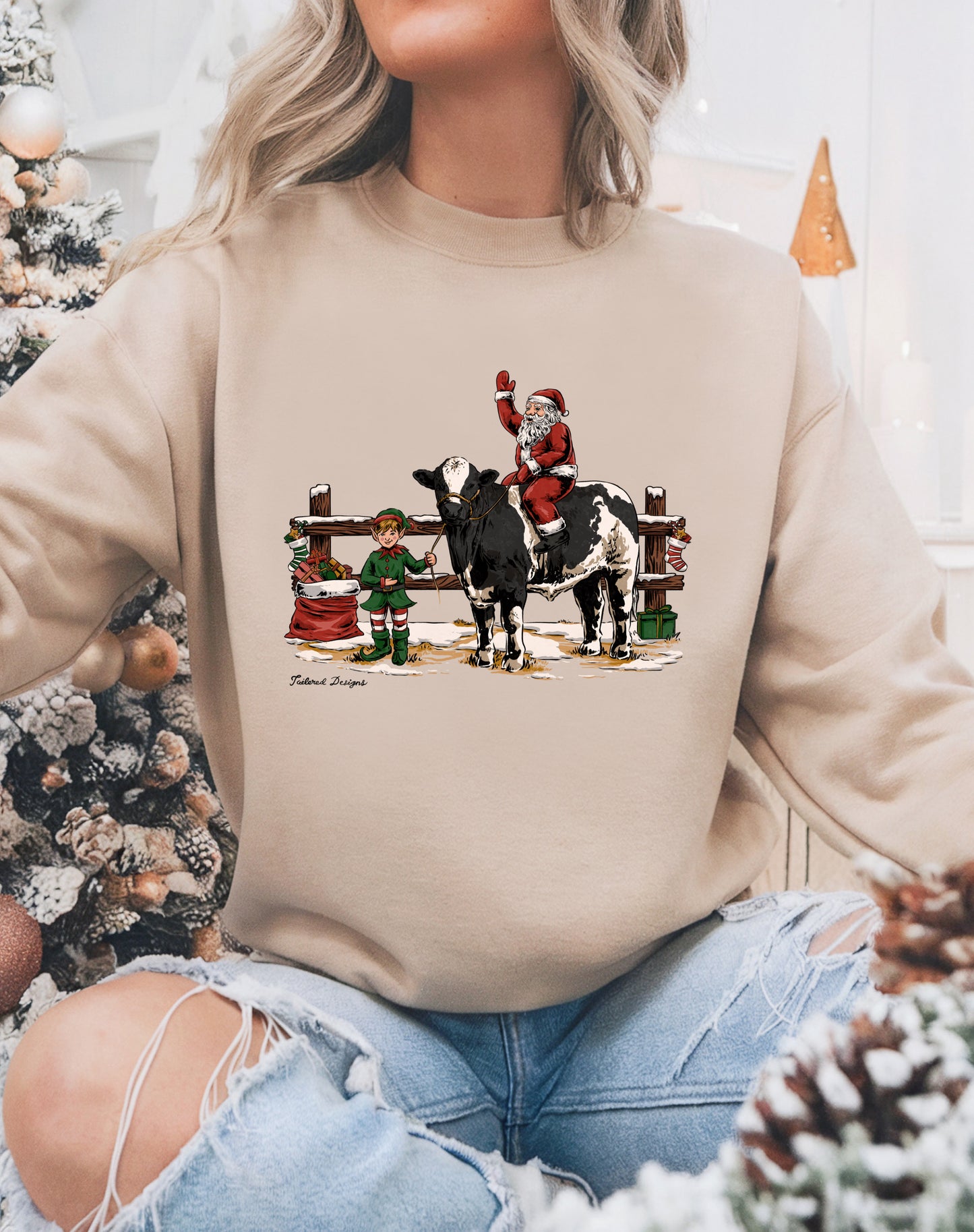 Here for the Holidays Holstein Version Sweatshirt