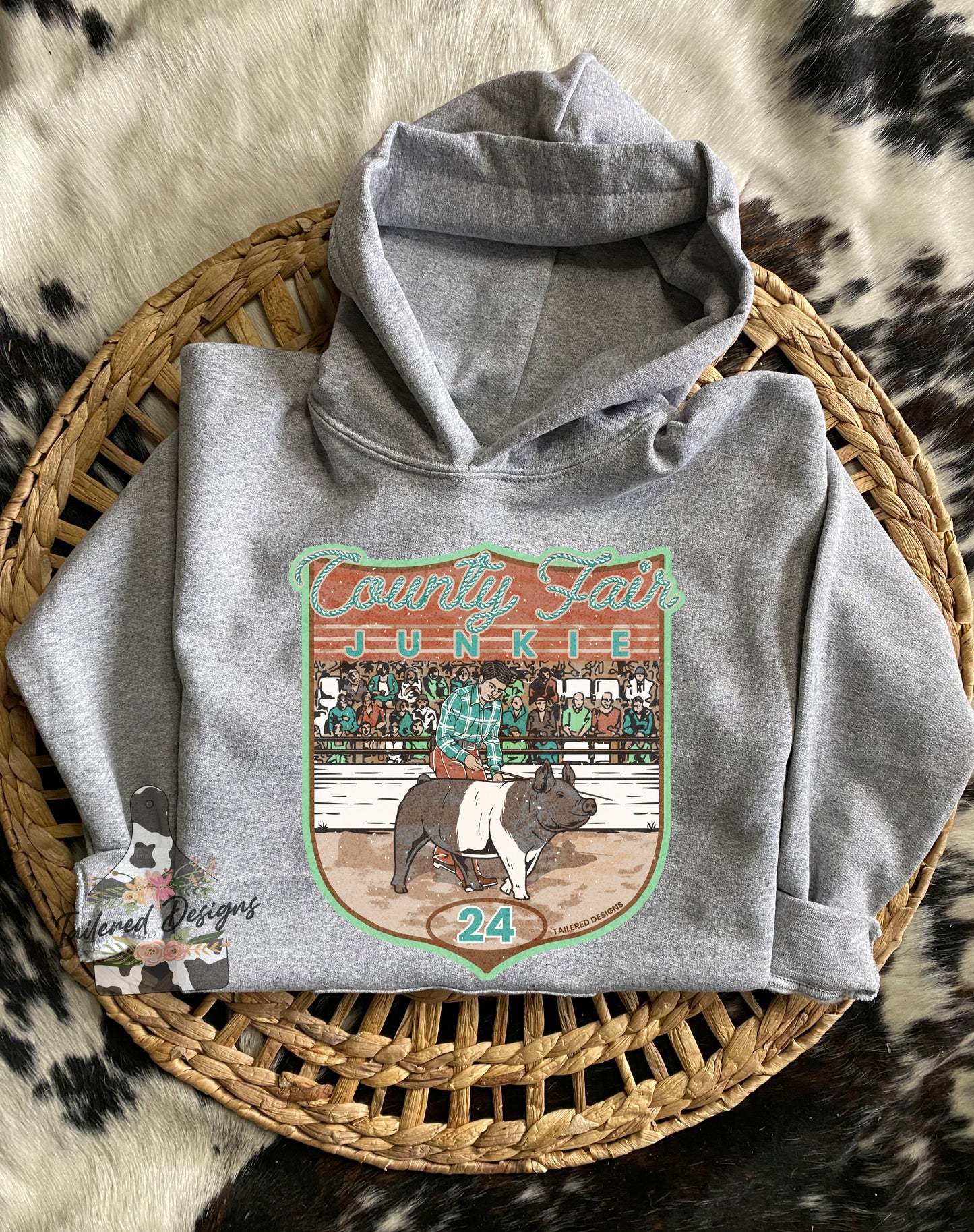 County Fair Junkie Sweatshirt: pig with male showman