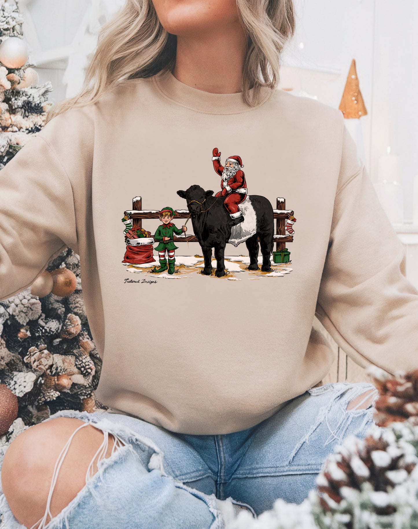 Here for the Holidays Belty Version Sweatshirt