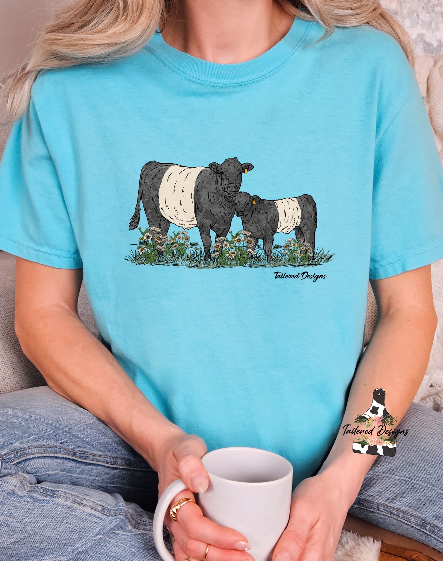 Pasture full of Belted Galloways