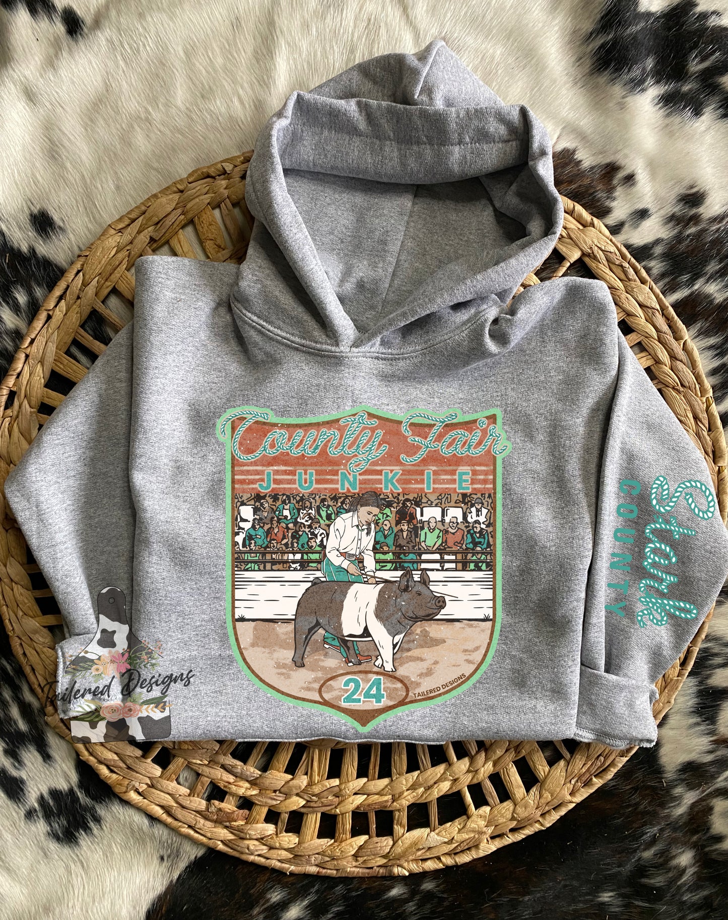 County Fair Junkie Sweatshirt: pig with female showman
