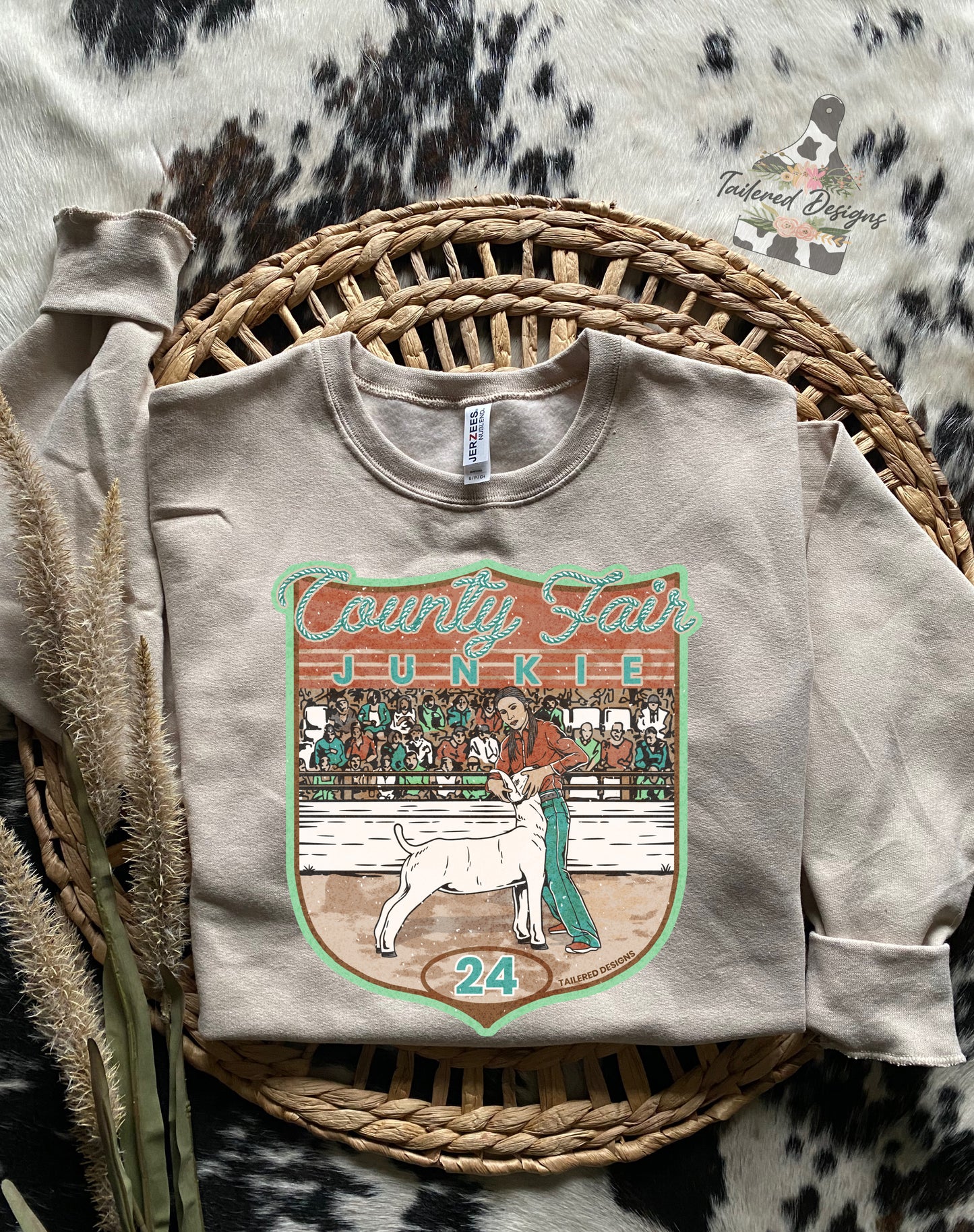 County Fair Junkie Sweatshirt: sheep with female showman
