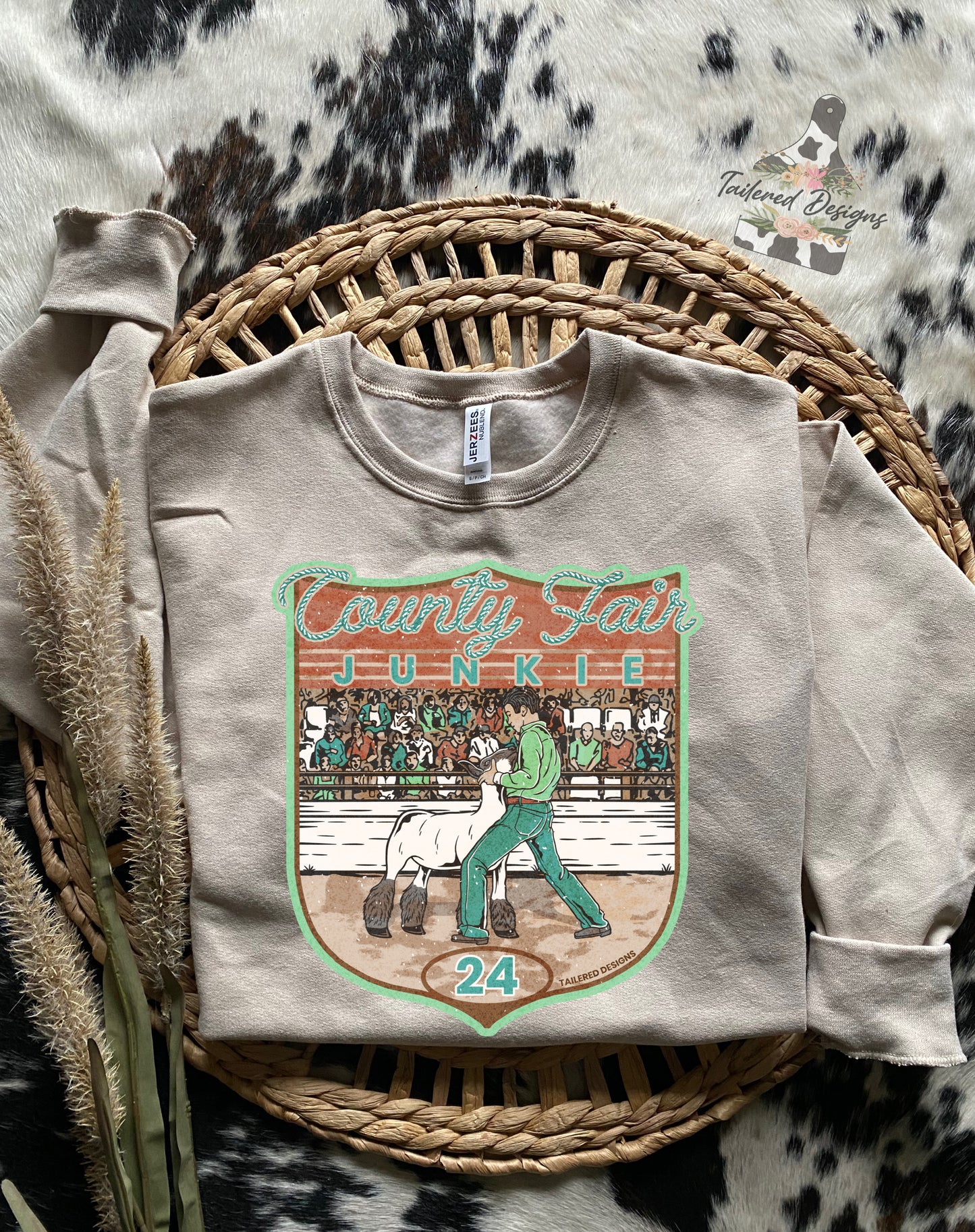 County Fair Junkie Sweatshirt: sheep with male showman