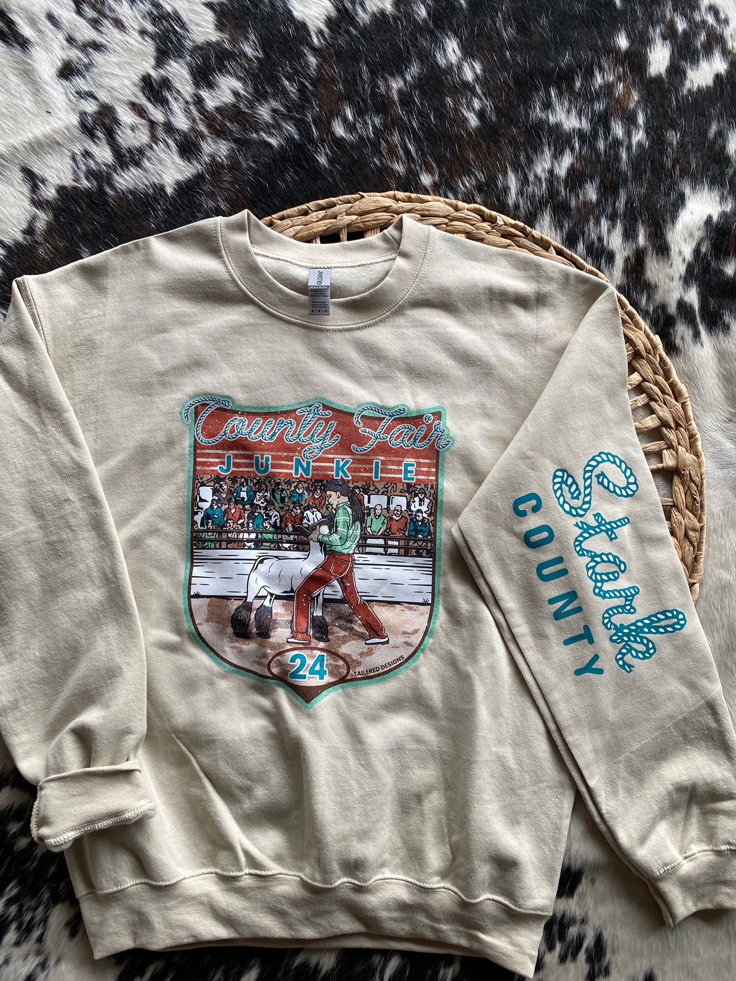 County Fair Junkie Sweatshirt: sheep with female showman