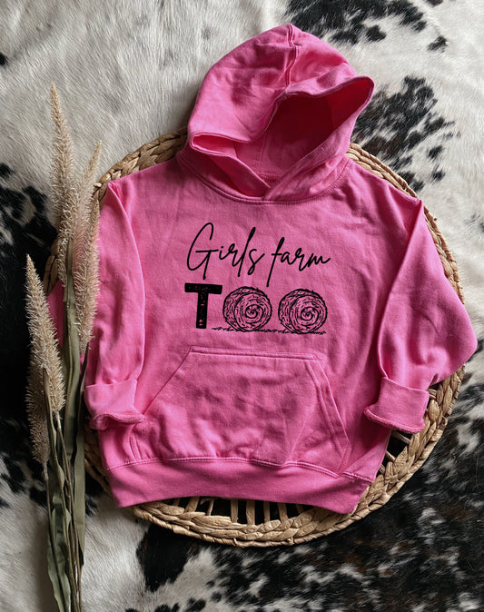 Girls Farm Too Hoodie