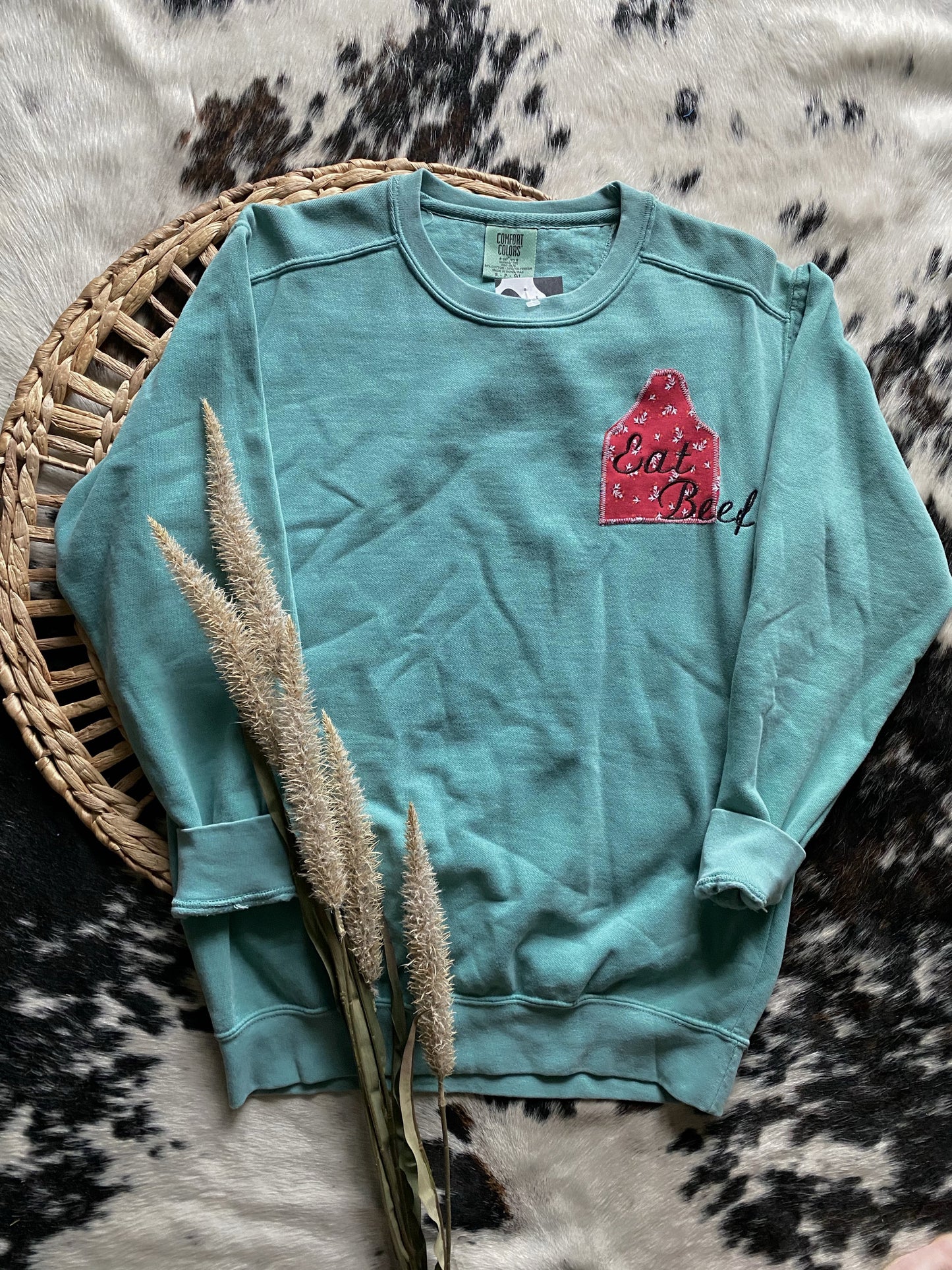 Eat Beef Embroidered Crew Neck