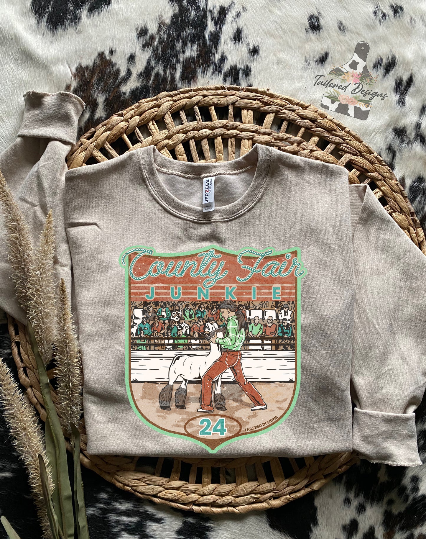 County Fair Junkie Sweatshirt: sheep with female showman